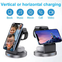 Magnetic 3-in-1 Wireless Charging Stand for iPhone 15/14/13/12 Pro Max, Apple Watch, and AirPods with MagSafe Fast Charging Technology