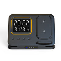 15W Wireless Charging Stand with Integrated 5-in-1 LED Digital Alarm Clock and Fast Charging Dock Station