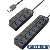 USB 3.0 Multi-Port Power Adapter Hub with 4/7 Ports and 30CM Cable, Compatible with USB 2.0 Devices