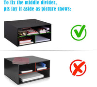 Printer Stand Shelf with Storage - Wooden Desk Organizer for Home and Office