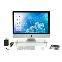 Ergonomic Glass Monitor and Laptop Desk Riser Adapter