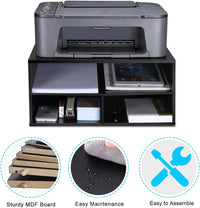 Printer Stand Shelf with Storage - Wooden Desk Organizer for Home and Office